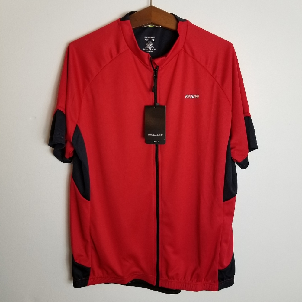 Arsuxeo Full Zip Short Sleeve Cycling Jersey Shirt NWT
